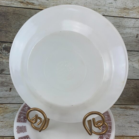 Vintage Anchorware #696 Anchor Hocking Milk Glass Red Oven Proof 9" Plate Set 4 - Picture 2 of 9